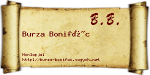 Burza Bonifác névjegykártya